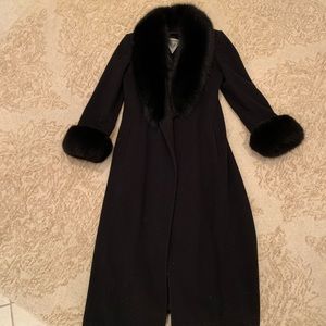 Wool and fur long coat